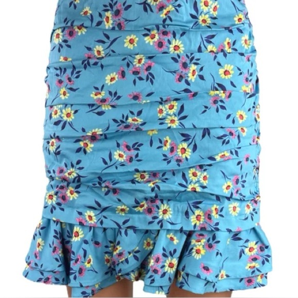 ZARA Sky Blue Floral Printed Mini Skirt Medium - Picture 13 of 13
